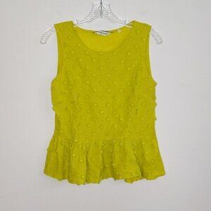 Naf Naf Linen Peplum Tank Top Shirt Blouse